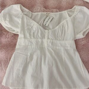 PacSun White Short Sleeve Babydoll Blouse